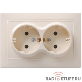 Iek ERK21-K33-16-K РС12-3-Км Розетка 2мес. c з/к без защ.штор. 16А керамика КВАРТА кремовый