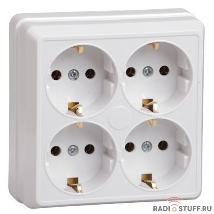 Iek ERO41-K01-16-DC РС24-3-ОБ Розетка 4местн. с з/к 16А откр.уст. ОКТАВА (белый)
